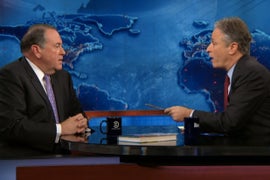 Jon Stewart Battles Mike Huckabee over Beyonce, Hollywood’s ‘Bubbleville’ vs. ‘Bubbaville’ (Video)