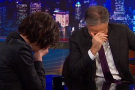 Anne Hathaway Spoils Her Own Movie, Breaks Out Into Giggling Fit With Jon Stewart (Video)