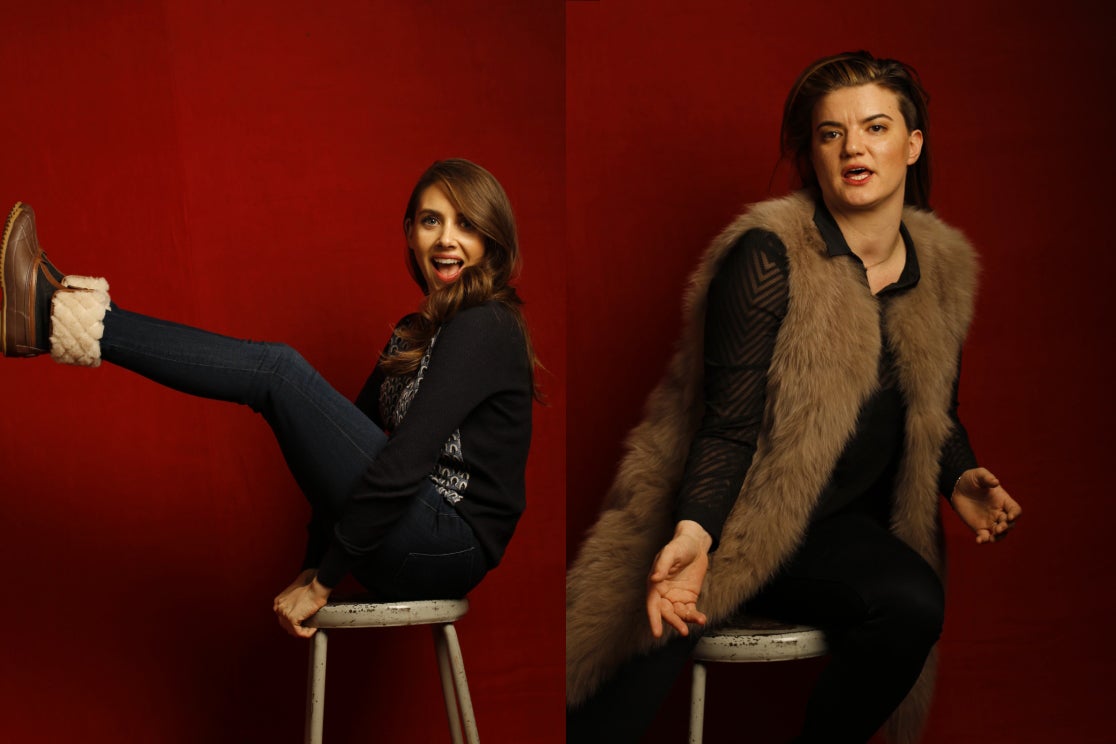 "Sleeping With Other People" star Alison Brie and director Leslye Headland (l-r), photographed by Patrick Fraser at TheWrap's Kia photobooth during the 2015 Sundance Film Festival in Park City, Utah on Jan. 23, 2015.