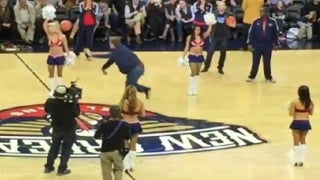 Will Ferrell Dragged Out by Security After Drilling Cheerleader in Face With Basketball (Video)