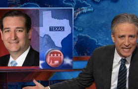Jon Stewart Spoofs Ted Cruz’s Kiss Practicing, Mysteriously Gathering Students’ Phone Numbers (Videos)
