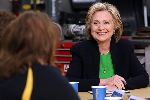 MONTICELLO, IA - APRIL 14: Democratic presidential hopeful and former Secretary of State Hillary Clinton (2nd R) speaks during a roundtable discussion with students and educators at the Kirkwood Community College Jones County Regional Center on April 14, 2015 in Monticello, Iowa. Hillary Clinton kicked off her second bid for President of the United States two days after making the announcement on social media. (Photo by Justin Sullivan/Getty Images)