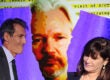 Sony Pictures Entertainment CEO Michael Lyntonwith former SPE President Amy Pascal; WikiLeaks founder Julian Assange (Kevin Winter/Hannah Peters/Getty Images)