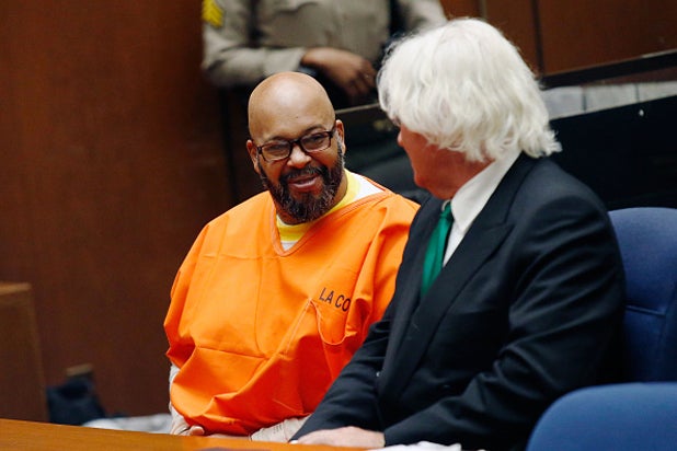 Marion "Suge" Knight court appearance with lawyer Thomas Mesereau (Patrick T Fallon-Pool/Getty Images)