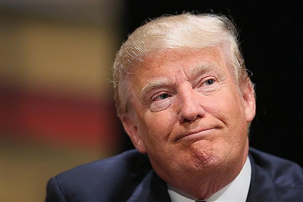 AMES, IA - JULY 18: Republican presidential hopeful businessman Donald Trump fields questions at The Family Leadership Summit at Stephens Auditorium on July 18, 2015 in Ames, Iowa. According to the organizers the purpose of The Family Leadership Summit is to inspire, motivate, and educate conservatives. (Photo by Scott Olson/Getty Images)