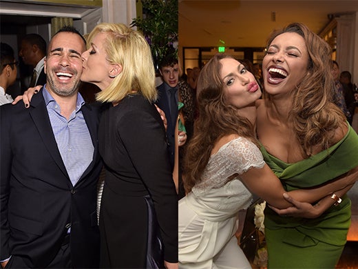 EW's Henry Goldblatt gets the love from Jane Krakowski; Karina Smirnoff knows a special K when she sees one: Kat Graham. (Getty Images)