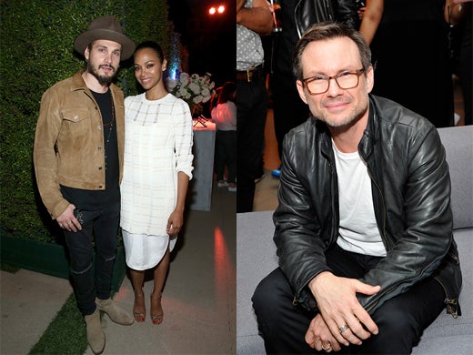 Marco Perego and Zoe Saldana; Christian Slater at the "Go90" VIP Sneak Preview in Beverly Hills on Thursday night. (John Sciulli/Getty Images)