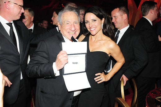 LOS ANGELES, CA - SEPTEMBER 20: Comedians Mel Brooks and Julia Louis-Dreyfus attend HBO's Official 2015 Emmy After Party at The Plaza at the Pacific Design Center on September 20, 2015 in Los Angeles, California. (Photo by FilmMagic/FilmMagic)