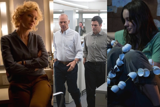 Cate Blanchett in "Truth," Michael Keaton and Mark Ruffalo in "Spotlight" and Brie Larson in "Room"