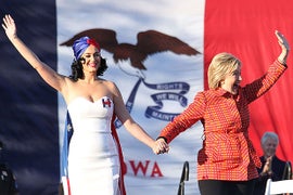 Katy Perry Fires Up Hillary Clinton Rally: ‘You’re Gonna Hear Us Roar to 2016’ (Video)