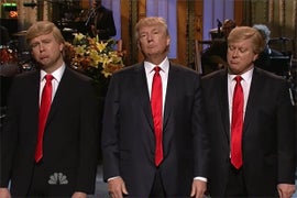 Donald Trump Heckled by Larry David During ‘SNL’ Monologue (Video)