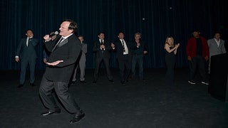 Quentin Tarantino Delivers Shrieking UFC-Style Intros for ‘Hateful Eight’ Cast at Hollywood Premiere (Video)