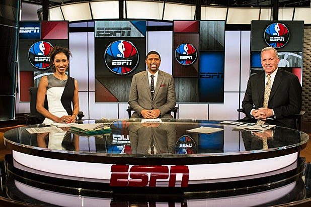 Sage Steele, Jalen Rose and Doug Collins on ESPN's "NBA Countdown"