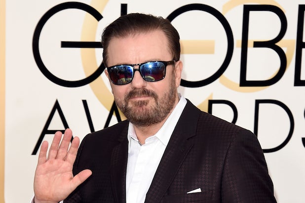 Ricky Gervais 73rd Annual Golden Globe Awards Arrivals