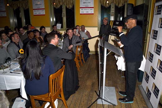 PARK CITY, UT - JANUARY 23: Director Spike Lee speaks during the Creative Coalition Spotlight Initiative Awards Gala Dinner at Cisero's Bar on January 23, 2016 in Park City, Utah. (Photo by Nicholas Hunt/Getty Images)