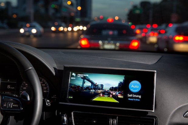The dashboard of a Delphi self-driving car