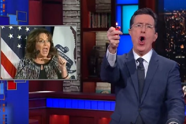 stephen colbert sarah palin trump