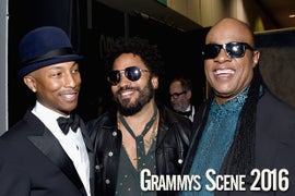 Grammys Party Pictures: Pharrell, Stevie Wonder Fete Lionel Richie (Photos)