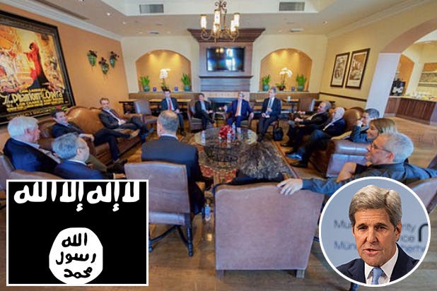 John Kerry and ISIS flag