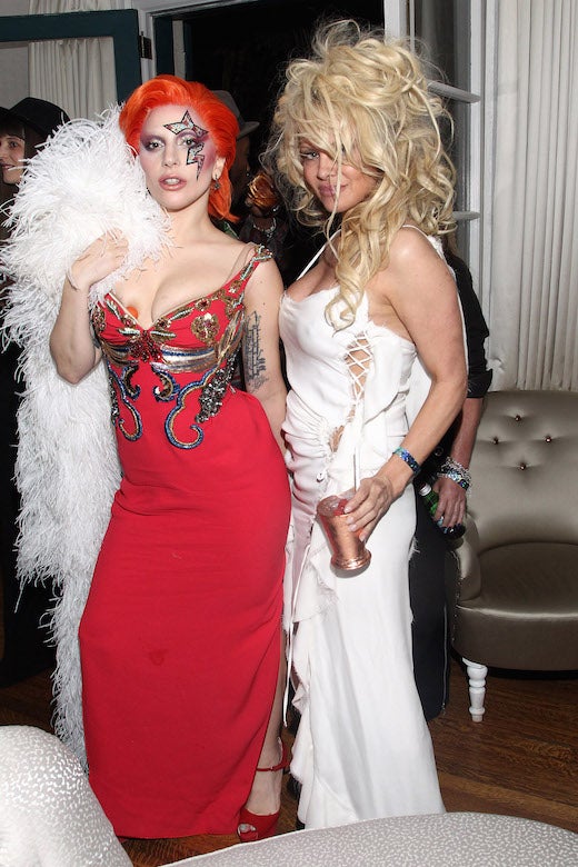 Still camera-ready Lady Gaga and Pamela Anderson late night at Mark Ronson's party at Elyx House (Tommaso Boddi/Getty Images)