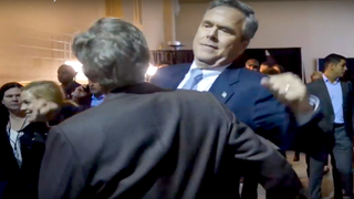 Watch! Jeb! and George W. Bush’s! Awkward! Chest Bump! (Video)