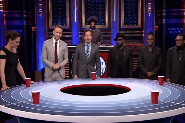 618px x 412px - Katie Holmes Crushes Ryan Reynolds and Jimmy Fallon in Musical Beers (Video)