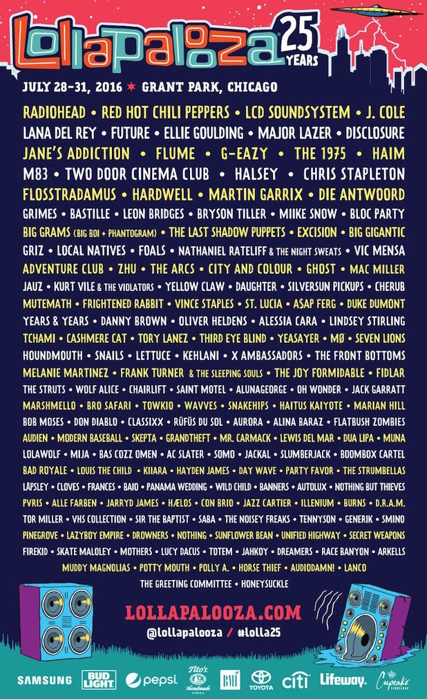 2016 Lollapalooza Festival Lineup