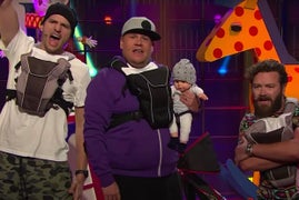 James Corden, Ashton Kutcher Create a ‘Dad Band’ (Video)