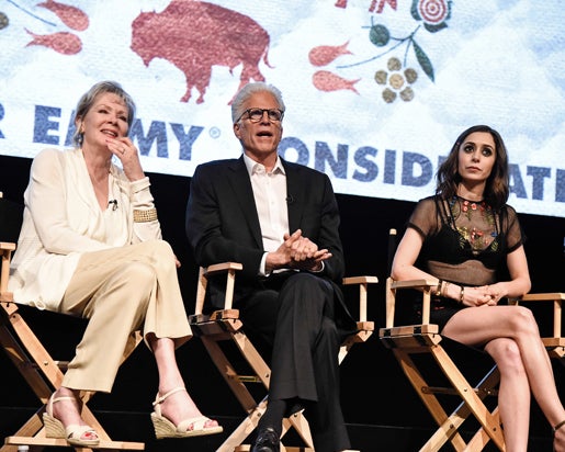 LOS ANGELES - APRIL 28: Actress Jean Smart, actor Ted Danson, and actress Cristin Milioti at the Q&A panel for FX Networks 'Fargo' TV Academy For Your Consideration <a href=