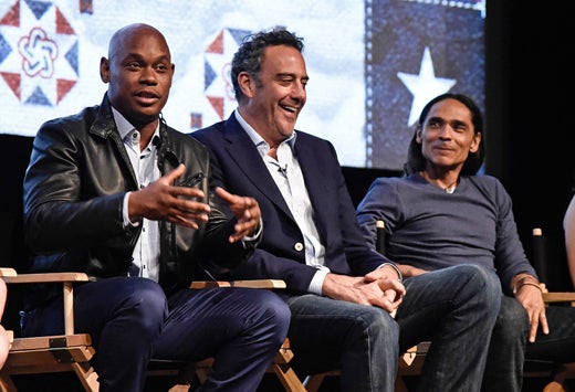 Bokeem Woodbine, actor Brad Garrett, and actor Zahn McClarnon