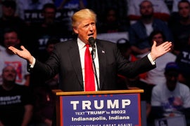 Trump Today: Wants to Build Wall, Has to Jump Fence (Video)