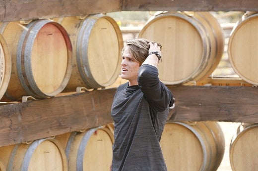 "The Only First That Matters"-- In this Road Block, Cole (pictured) must spell out the names of the cities they have traveled to using letters printed on wine barrel heads on THE AMAZING RACE, Friday, May 13 (8:00-9:00 PM, ET/PT) on the CBS Television Network. Photo: Robert Voets/CBS é2015 CBS Broadcasting, Inc. All Rights Reserved