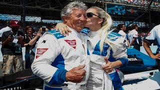 Lady Gaga Hitches a Ride With Mario Andretti at Indianapolis 500 (Video)