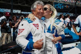 Lady Gaga Hitches a Ride With Mario Andretti at Indianapolis 500 (Video)