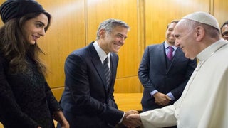 George Clooney and Amal Meet Pope Francis