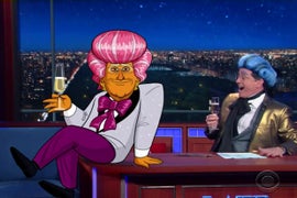 Stephen Colbert Brings Back Cartoon Donald Trump to Celebrate Ted Cruz’s Demise (Video)