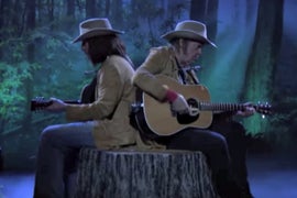 Jimmy Fallon, Neil Young Get Political While Singing on a Tree Stump (Video)