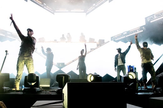 CHICAGO, IL - JULY 28: (L-R) Curt Cameruci of Flosstradamus, Chance the Rapper, <a href=