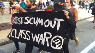 Watch Masked Anti-Trump Anarchists Clash With Cleveland Police at RNC (Video)