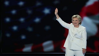 Hillary Clinton Has to Raise Voice to Be Heard Over Protesters During Nomination Acceptance Speech