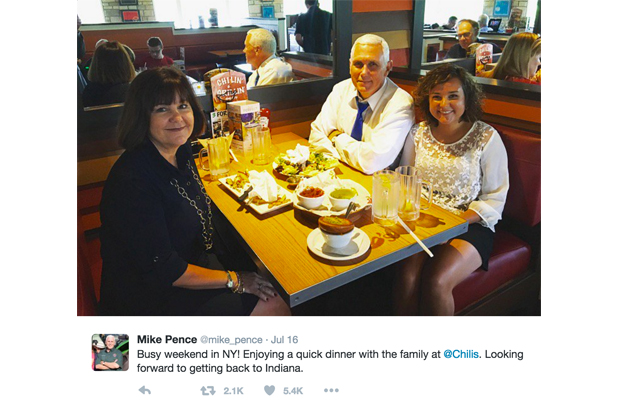 Mike Pence Chili's tweet Mike Pence Chili's tweet