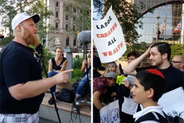 Watch Anti-Trump Mob Debate Lone Trump Supporter at RNC (Video)