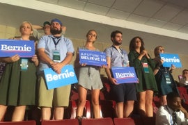 From the Back of the Democratic Convention, Sanders Supporters Cry ‘Don’t Surrender Bernie!’
