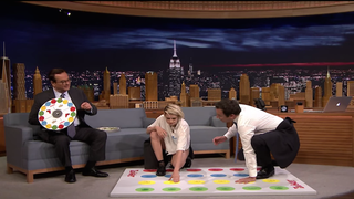 Kristen Stewart Faces Jimmy Fallon in Jell-O Shot Twister (Video)