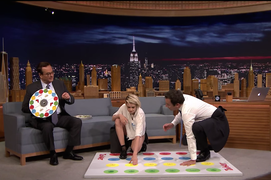 Kristen Stewart Faces Jimmy Fallon in Jell-O Shot Twister (Video)
