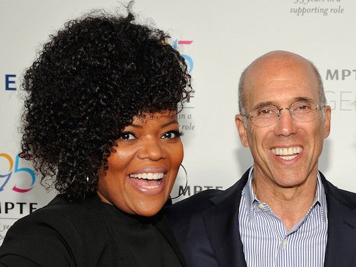 HOLLYWOOD, CA - AUGUST 17: NextGen Board Member Yvette Nicole Brown and CEO of DreamWorks Animation Jeffrey Katzenberg attend MPTF NextGen Launch Event at NeueHouse Los Angeles on August 17, 2016 in Hollywood, California. (Photo by John Sciulli/Getty Images for MPTF)