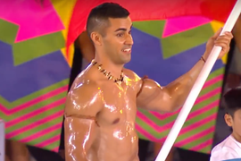 Tonga’s Oiled-Up Hunky Flag Bearer Puts Tiny Pacific Island ‘On the Map’