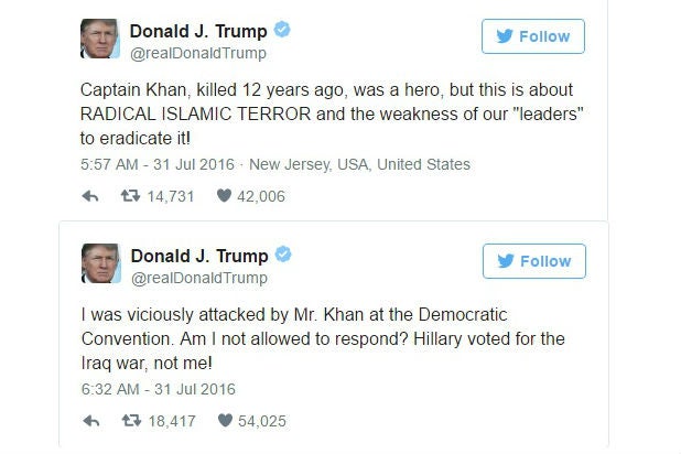 donald trump khizr khan tweets donald trump khizr khan tweets