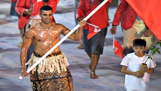 Hunky Tonga Flag Bearer Steals the Show at Olympics Opening Ceremony (Video)
