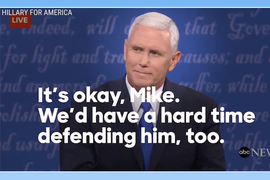 Clinton Campaign Ad Mashes Up All the Things Mike Pence Denied Trump Ever Said (Video)